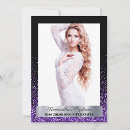 Cartão de Autógrafo de Concurso Purple Glitz Shimm