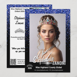 Cartão de Autógrafo de Concurso Royal Blue com QR