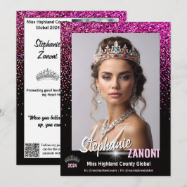 Cartão de Autógrafo de Concurso Royal Pink Glitter