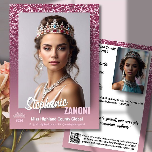 Cartão de Autógrafo do Concurso Raspberry Sparkle  (Dazzle and delight your fans with a sparkling pageant autograph card featuring your photos and text)