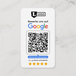 Cartão de avaliação do Google com cartão de visita