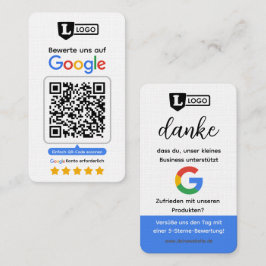 Cartão de avaliação do Google com cartão de visita