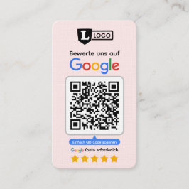 Cartão de avaliação do Google com cartão de visita