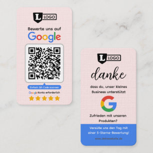 Cartão de avaliação do Google com cartão de visita