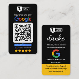 Cartão de avaliação do Google com cartão de visita