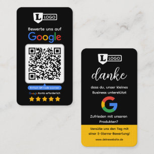 Cartão de avaliação do Google com cartão de visita