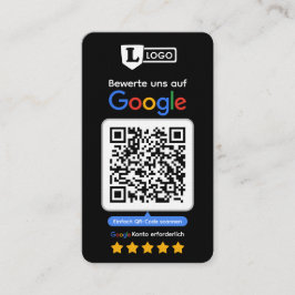 Cartão de avaliação do Google com cartão de visita