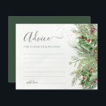 Cartão de Aviso Botânico de Casamento de Inverno V<br><div class="desc">Crie uma manutenção significativa e personalizada com estes belos cartões de aconselhamento. Apresentando uma charmosa design de inverno com galhos de pinheiros e bagas, essas cartas fornecem um espaço para os hóspedes compartilharem suas palavras de sabedoria e apoio. É uma forma atenciosa e sentimental de celebrar o dia especial do...</div>