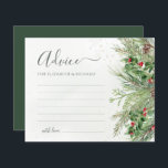 Cartão de Aviso Botânico de Casamento de Inverno V<br><div class="desc">Crie uma manutenção significativa e personalizada com estes belos cartões de aconselhamento. Apresentando uma charmosa design de inverno com galhos de pinheiros e bagas, essas cartas fornecem um espaço para os hóspedes compartilharem suas palavras de sabedoria e apoio. É uma forma atenciosa e sentimental de celebrar o dia especial do...</div>