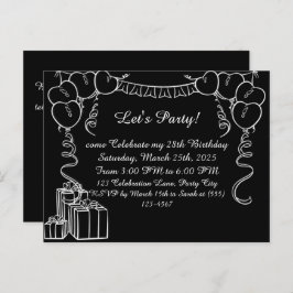 Cartão de Aviso de Aniversário de Contorno Simples