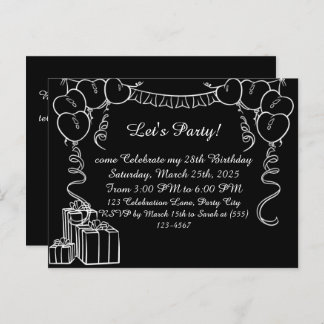 Cartão de Aviso de Aniversário de Contorno Simples