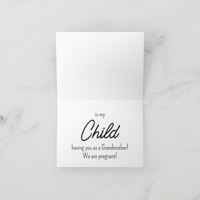 Cartão de aviso de bebê e gravidez para avó (Interior)
