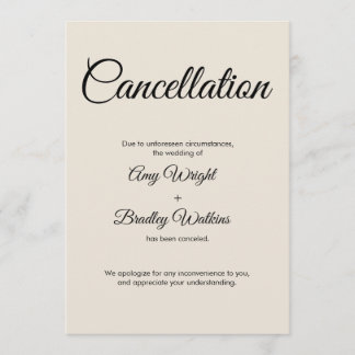 Cartão de Aviso de Cancelamento de Casamento