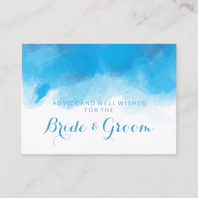 Cartão de Aviso de Casamento Blue Watercolor (Frente)