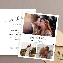 Cartão de aviso de casamento com 3 fotos moderno e