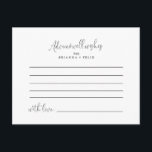 Cartão de Aviso de Casamento com Script de Rico de<br><div class="desc">Este cartão de conselho de casamento de rico de caligrafia é perfeito para um casamento moderno. O design simples e elegante apresenta a tipografia de scripts clássicos e ricos em preto e branco. Estas cartas são perfeitas para um casamento, chá de panela, chá de fraldas, festa de formatura e muito...</div>