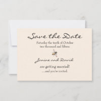 Cartão de aviso de casamento da Abelhinha