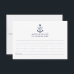 Cartão de Aviso de Casamento de Âncora Azul Marinh<br><div class="desc">Adicione um toque de na moda ao seu casamento náutico com este clássico aviso de casamento e cartão de desejos de âncora azul marinho. Projetado com uma ilustração de âncora azul marinho, ele apresenta noiva personalizada e monograma de noiva, texto personalizado em uma fonte azul marinho em um fundo branco....</div>