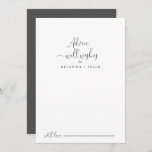 Cartão de Aviso de Casamento de Script de rico<br><div class="desc">Este cartão de rico de boas intenções de casamento é perfeito para um casamento moderno. O design simples e elegante apresenta a tipografia de scripts clássicos e ricos em preto e branco. Estas cartas são perfeitas para um casamento, chá de panela, chá de fraldas, festa de formatura e muito mais....</div>