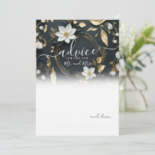 Cartão de Aviso de Casamento Dourado Floral Branco