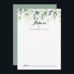 Cartão de Aviso de Casamento Eucalyptus Greenery<br><div class="desc">Este cartão de conselho de casamento de eucalipto-água verde é perfeito para um casamento rústico. Este design artístico apresenta uma cor aquosa, desenhada à mão, uma folhagem verde de eucalipto, inspiradora beleza natural. Estas cartas são perfeitas para um casamento, chá de panela, chá de fraldas, festa de formatura e muito...</div>