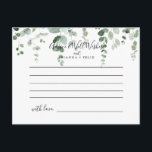 Cartão de Aviso de Casamento Eucalyptus Minimalist<br><div class="desc">Este cartão de conselho de casamento de eucalipto minimalista elegante é perfeito para um casamento moderno. A design apresenta galhos e folhas botânicas elegantes e desenhadas a aquarela e desenhadas à mão. Estas cartas são perfeitas para um casamento, chá de panela, chá de fraldas, festa de formatura e muito mais....</div>