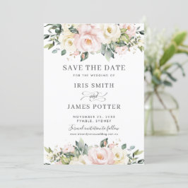Cartão de aviso de casamento floral Chic Blush Ivo