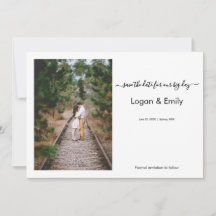 Cartão de aviso de casamento minimalista com foto 