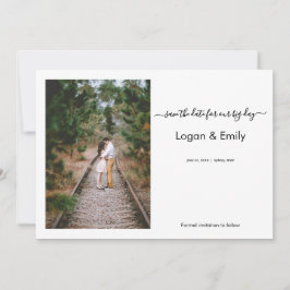 Cartão de aviso de casamento minimalista com foto 