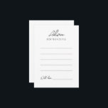 Cartão de Aviso de Casamento Minimalista Simples<br><div class="desc">Este simples cartão de conselho minimalista é perfeito para o seu elegante casamento moderno. Este design apresenta um guião preto simples sobre um fundo branco brilhante neutro para corresponder ao seu casamento clássico tradicional ou ao casamento de boho minimalista no primavera, verão, outono ou inverno. Por favor, sinta-se à vontade...</div>