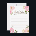Cartão de Aviso de Casamento para Flores de Água R<br><div class="desc">Um cartão branco "Advice for the bride and groom" com peonias e rosas cor-de-água rosa. Isto será perfeito para primavera e chá de fraldas "É uma Rapariga". Estão disponíveis um convite de chá de fraldas e acessórios correspondentes.</div>