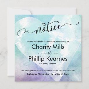 Cartão de Aviso de Casamento Pós-Pós-Pós-Coração A