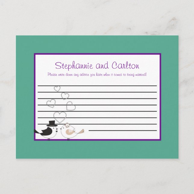 Cartão de Aviso de Casamento Roxo/Teal (Frente)