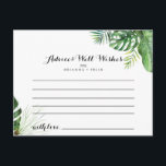 Cartão de Aviso de Casamento Verde Tropical de Des<br><div class="desc">Este cartão de conselho de casamento tropical é perfeito para um casamento simples. A design apresenta palma verde de cor d'água pintada à mão e folhas de bananeira bem organizadas em belos buquês. Estas cartas são perfeitas para um casamento, chá de panela, chá de fraldas, festa de formatura e muito...</div>