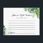Cartão de Aviso de Casamento Verde Tropical de Des<br><div class="desc">Este cartão de conselho de casamento tropical é perfeito para um casamento simples. A design apresenta palma verde de cor d'água pintada à mão e folhas de bananeira bem organizadas em belos buquês. Estas cartas são perfeitas para um casamento, chá de panela, chá de fraldas, festa de formatura e muito...</div>