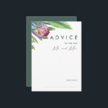 Cartão de Aviso de Casamento Verde Tropical Floral<br><div class="desc">Este cartão de conselho floral verde e floral tropical é perfeito para o seu casamento verde, roxo e pêssego. Design apresenta um buquê elegante de verde-aquarela de praia clássico e flores, incluindo eucalipto verde-sábio, mauve e proteína vermelha, hibisco rosa-pincel, pássaro-laranja e azul do paraíso e folha de palma verde-escura. O...</div>