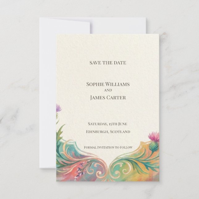 Cartão de aviso de data de casamento com arte popu (Frente)