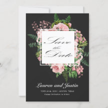 Cartão de aviso de data de casamento romântico com