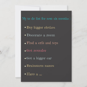 Cartão de aviso de gravidez a quadro chalkboard