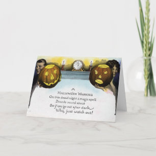 Cartão de Aviso de Vintage Halloween