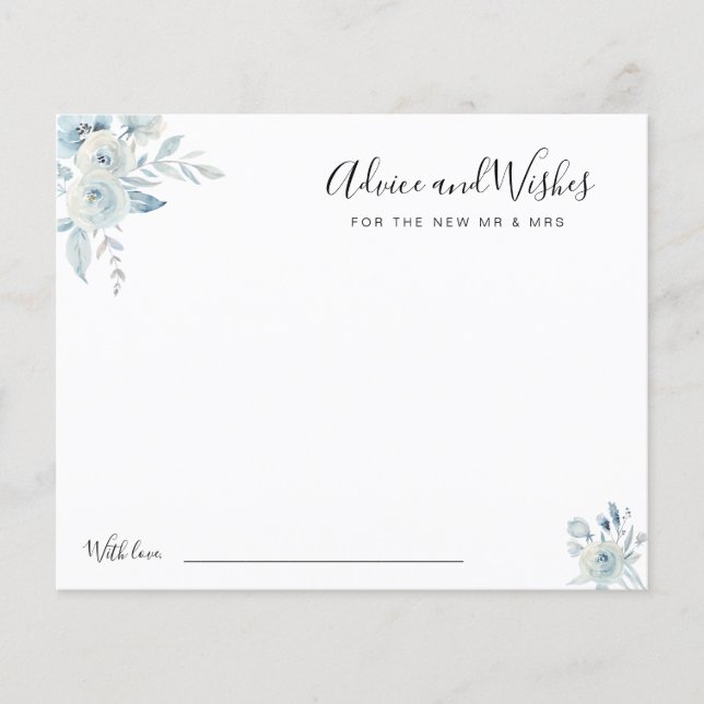 cartão de aviso e de pedido das flores azuis aquát (Frente)