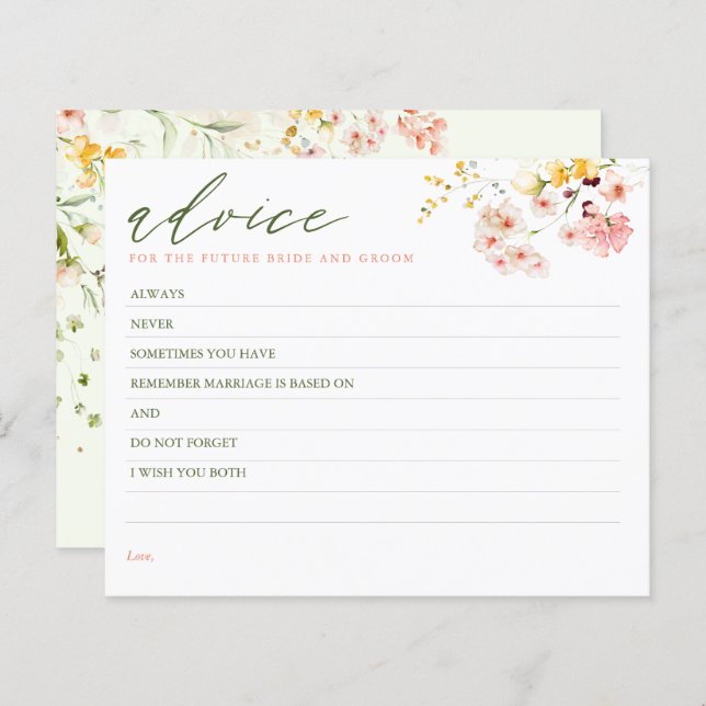 Cartão de Aviso Elegante para Flores Selvagens (Frente/Verso)