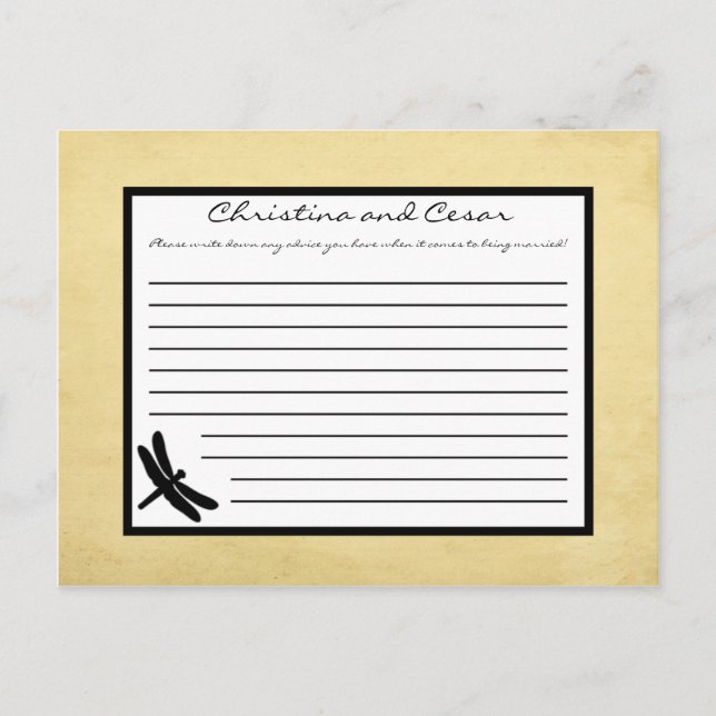 Cartão de Aviso Escrita Cattail/Dragonfly Silhouet (Frente)