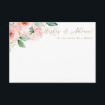Cartão de Aviso Floral Cor de Água Rosa e Dourada<br><div class="desc">Este lindo cartão floral apresenta flores de aquarela e seu texto personalizado. Use a modelo para preencher suas informações. O recurso "Personalizar mais" pode ser usado para alterar a fonte (tamanho,  estilo,  cor) e adicionar mais linhas de texto,  alterar o layout e adicionar texto ao verso.</div>