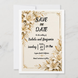 cartão de aviso Golden Lily Save The Date