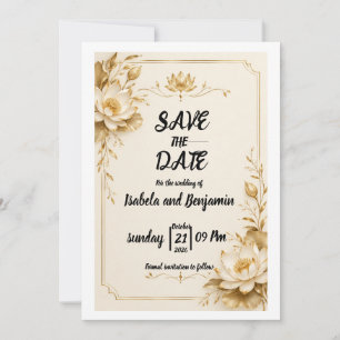 cartão de aviso Golden Lotus Save The Date
