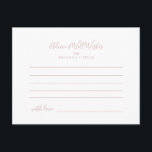 Cartão de Aviso Minimalista de Casamento rosa Dour<br><div class="desc">Este cartão de conselho minimalista de ouro rosa é perfeito para um casamento moderno. O design apresenta uma bela fonte em rosa dourado. Estas cartas são perfeitas para um casamento, chá de panela, chá de fraldas, festa de formatura e muito mais. Personalize as cartas com os nomes da noiva e...</div>