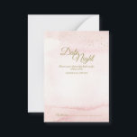 Cartão de Aviso Noturno do Tipo Dourado de Água Ro<br><div class="desc">Este Dourado Pink Watercolor Tipo, cartões noturnos de casamento, apresenta um design elegante, mas minimalista e versátil. Os tons de coral, pêssego, pincel, mauve e rosa empoeirado dentro da cor-de-água rosa pintada aludem a um nascer do sol ou pôr do sol, embelezados com mínima brilho dourado junto com o tipo...</div>