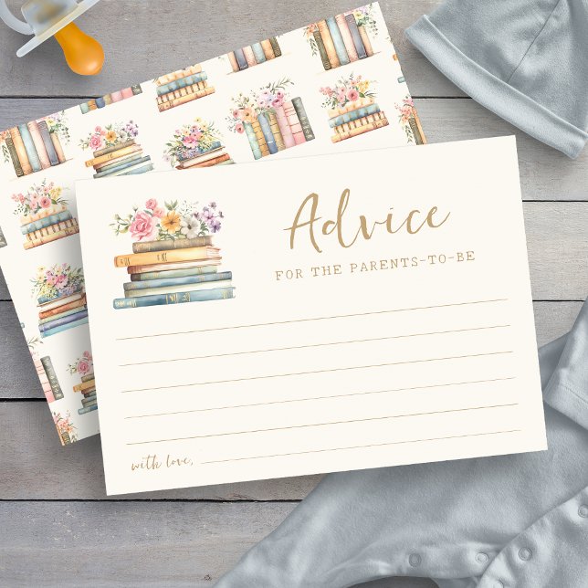 Cartão de Aviso para Bebês do Tema do Livro (Book Theme Baby Shower  Advice Card by Painted Paperie
)