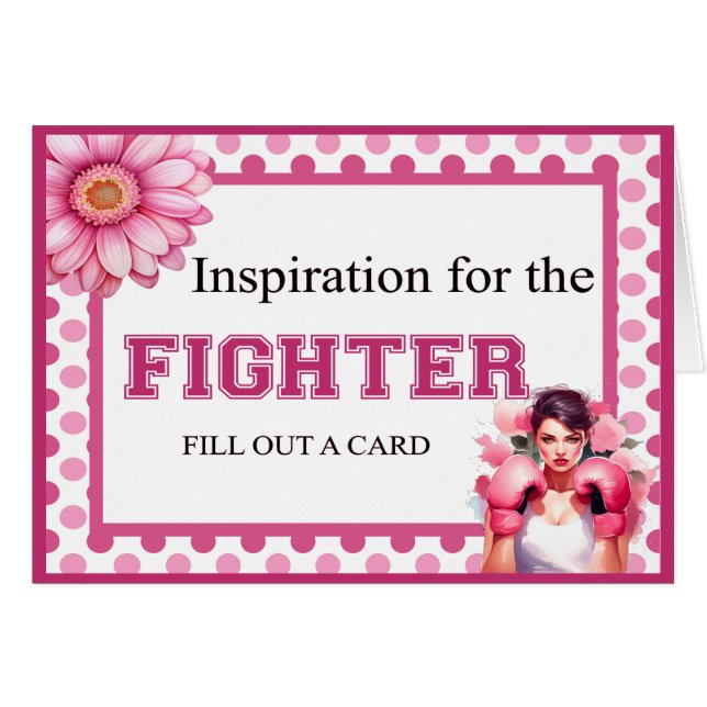 Cartão de Aviso para Cancer de Mama Floral, rosa e (Frente horizontal)